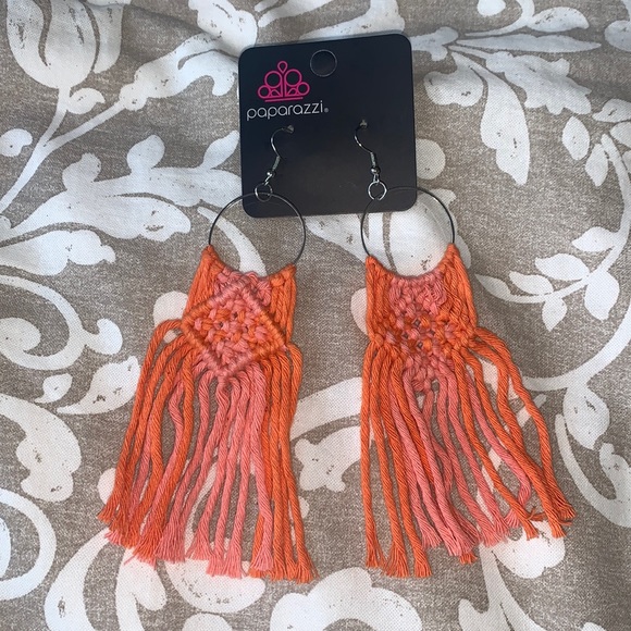 Paparazzi Macramé Rainbow Orange Earrings NEW WITH TAGS